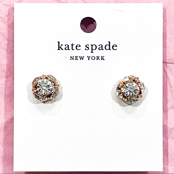 kate spade Jewelry - kate spade Rose Gold Dainty Clear Glass Crystals and Stud Earrings